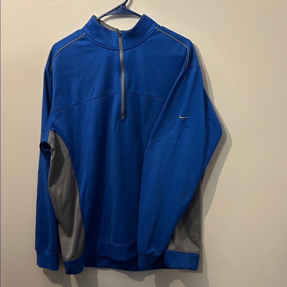 Nike Blue and Gray Quarter-Zip Top
